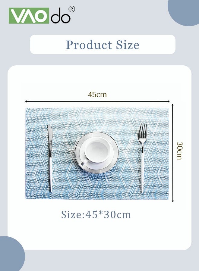 فاو دو 6 قطع المفارش عالية الجودة مادة بولي كلوريد الفينيل المنسوجة الملمس العازل للحرارة النفط مقاومة ليس من السهل تشكيلها مناسبة للفنادق المنزلية والمطاعم والمقاهي وما إلى ذلك الأزرق - Image 2