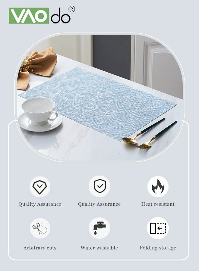 فاو دو 6 قطع المفارش عالية الجودة مادة بولي كلوريد الفينيل المنسوجة الملمس العازل للحرارة النفط مقاومة ليس من السهل تشكيلها مناسبة للفنادق المنزلية والمطاعم والمقاهي وما إلى ذلك الأزرق - Image 3