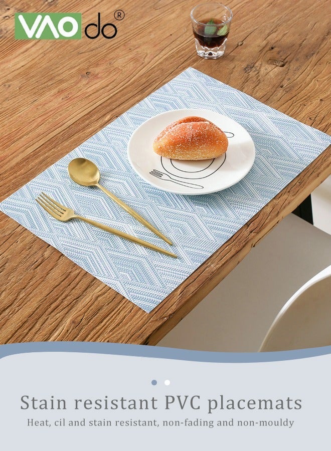 فاو دو 6 قطع المفارش عالية الجودة مادة بولي كلوريد الفينيل المنسوجة الملمس العازل للحرارة النفط مقاومة ليس من السهل تشكيلها مناسبة للفنادق المنزلية والمطاعم والمقاهي وما إلى ذلك الأزرق - Image 5