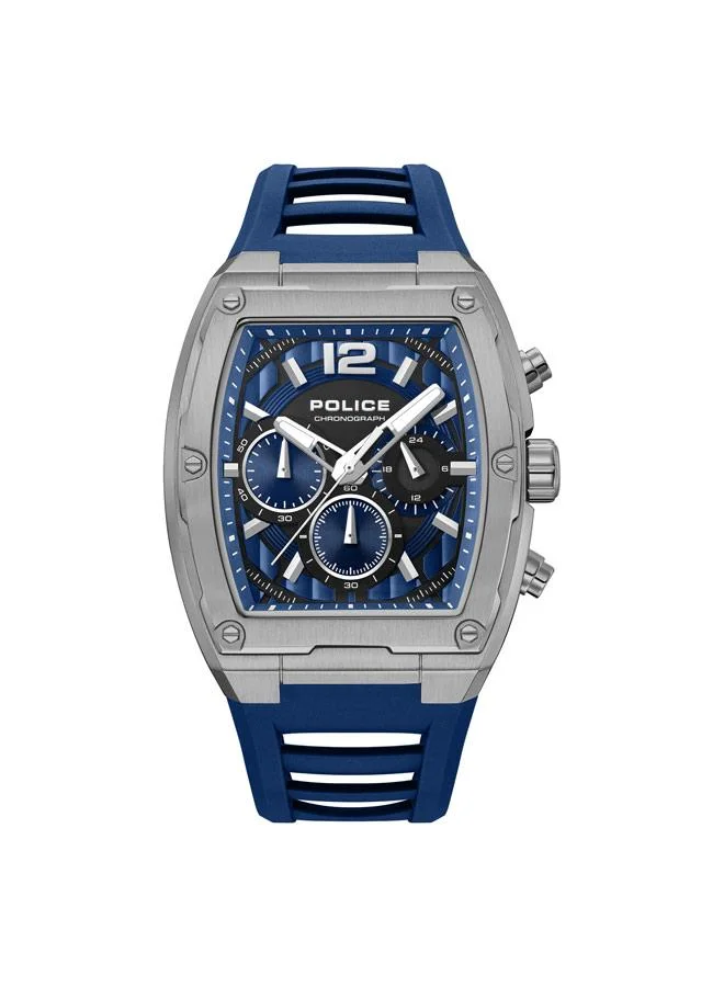 بوليس Creed Blue Dial Silicone Strap Chronograph Watch for Men, 42mm