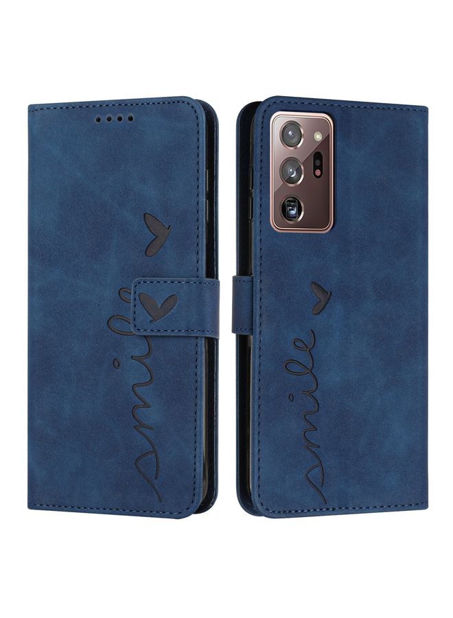 Case Cover For Samsung Galaxy Note20 Ultra Skin Feel Heart Pattern Leather Phone Case Blue