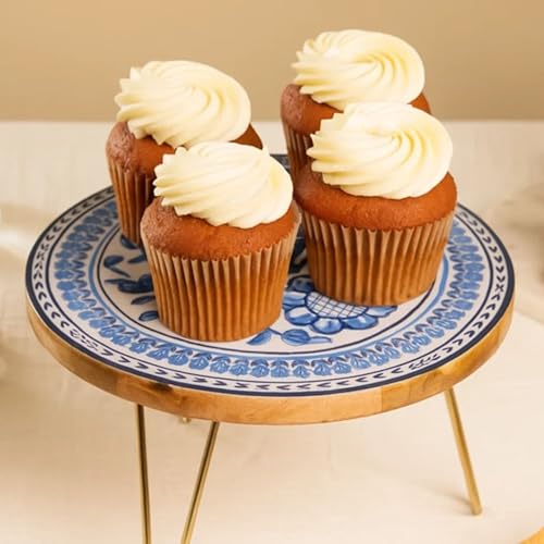 RITUALISTIC Holland Wooden Cake Stand with Metal Legs | Elegant Cake Display for Decoration & Cutting | Round Dessert Tray for Cakes, Events, Birthdays & Home Décor - Image 5
