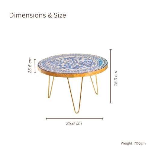 RITUALISTIC Holland Wooden Cake Stand with Metal Legs | Elegant Cake Display for Decoration & Cutting | Round Dessert Tray for Cakes, Events, Birthdays & Home Décor - Image 2