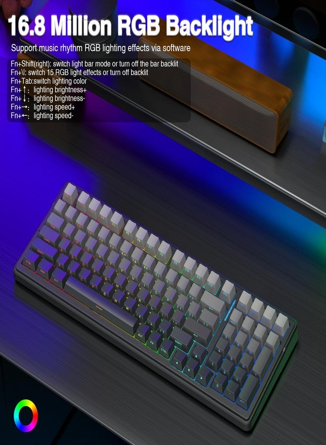AULA F99 Pro Wireless Mechanical Keyboard,Hot Swappable Custom Keyboard,RGB Backlit,Pre-lubed Linear Switches,Side Printed PBT Keycaps,2.4GHz/USB-C/BT5.0 Mechanical Gaming Keyboards (Renewed) - Image 5