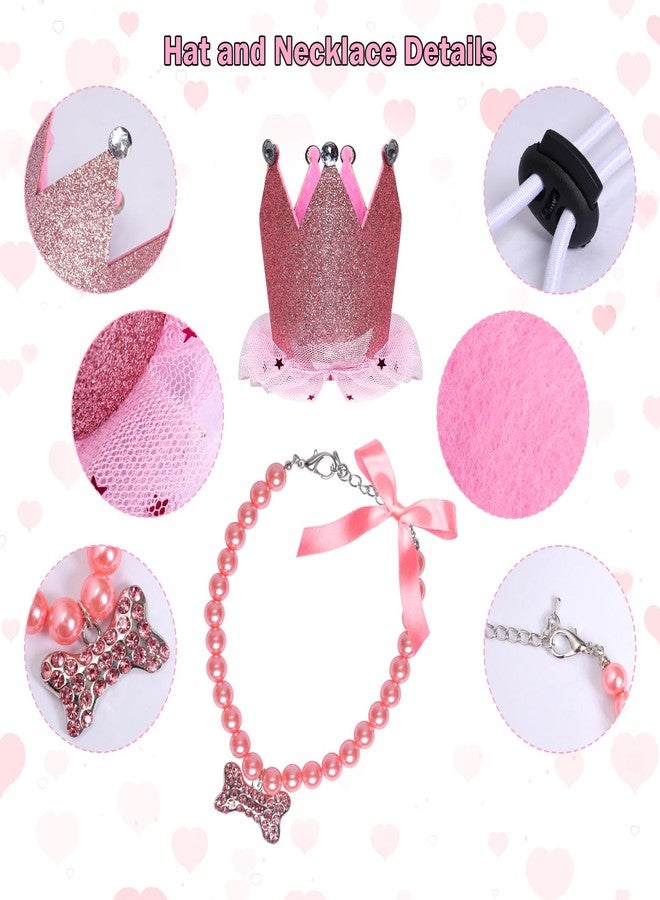 Gvhntk Dog Party Supplies Set - Pink Tutu Skirt, Birthday Hat, Necklace for Puppy Cat Halloween Wedding Costume - Image 2