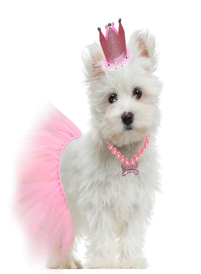 Gvhntk Dog Party Supplies Set - Pink Tutu Skirt, Birthday Hat, Necklace for Puppy Cat Halloween Wedding Costume - Image 5