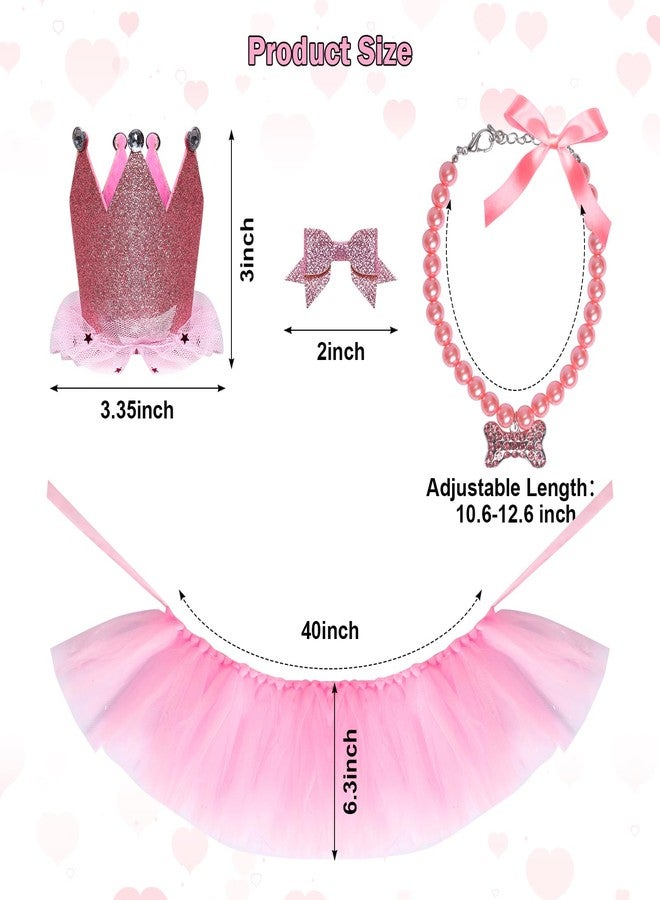 Gvhntk Dog Party Supplies Set - Pink Tutu Skirt, Birthday Hat, Necklace for Puppy Cat Halloween Wedding Costume - Image 4