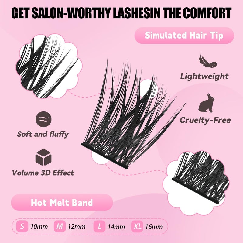 Azenlo Natural Lash Clusters Kit Wispy Eyelash Clusters 120 pcs Cluster Eyelash Extensions C Curl Individual Lashes 10-16 mm Mix Length Natural Look Lashes Clusters with Thin Lash Bandï¼ˆ02D-Lash KIT) - Image 4