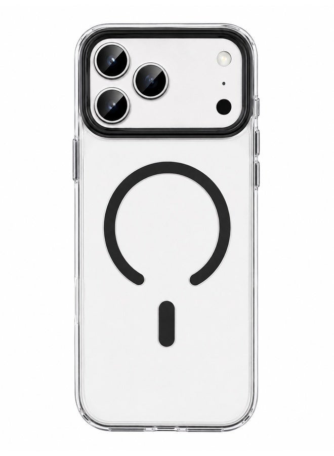 في آر كرييتيف جراب MagSafe شفاف لهاتف Apple iPhone 17 Pro مع إطار أسود وحدود للكاميرا، غطاء خلفي مقاوم للصدمات وشفاف - Image 1