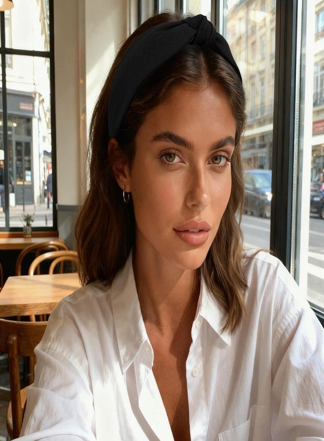ييسيون طوق رأس أسود معقود من YISSION، طوق رأس عريض، طوق رأس بتصميم عقدة علوية للنساء، طوق شعر مانع للانزلاق، إكسسوارات شعر عصرية للنساء - Image 5