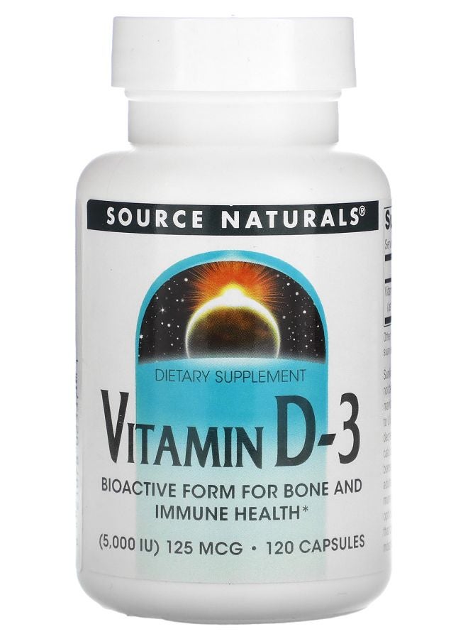 Source Naturals Vitamin D3 125 mcg (5000 IU) 120 Capsules