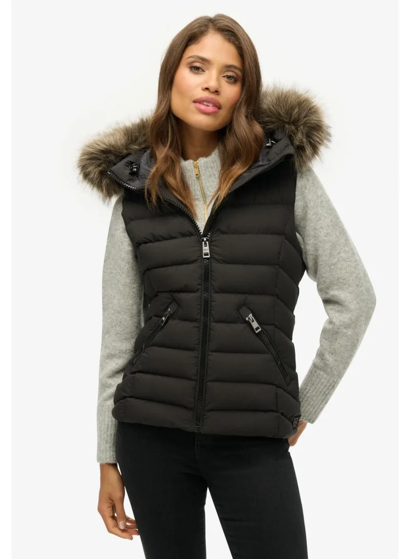 Superdry  Fuji Faux Fur Hooded Gilet for Women | Best Price UAE