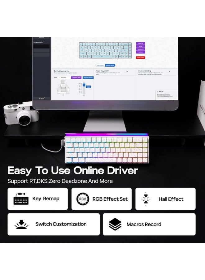 AULA Hero 68 HE 60% Gaming Keyboard Wired, Hall Effect Magnetic Black King Switch Keyboard with 8K Hz Polling Rate, Side Printed PBT Keycaps, RGB Neon Light Box, Customizable Web Software for PC/Mac Gamers  - Image 5