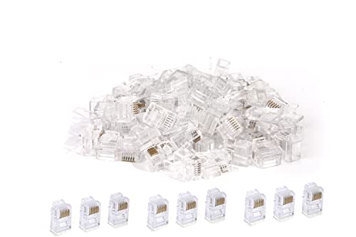 Seefeful 100 Pack Telephone Modular Plug RJ11/RJ12 6P6C Connector for Phone Line Cord - Image 1