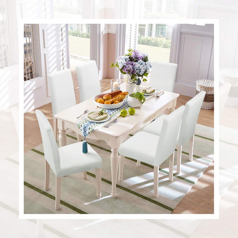 Fuloon Fuloon 4 Pack Super Fit Stretch Removable Washable Short Dining Chair Protector Cover Seat Slipcover for Hotel  Dining Room  Ceremony  Banquet Wedding Party  - Image 2