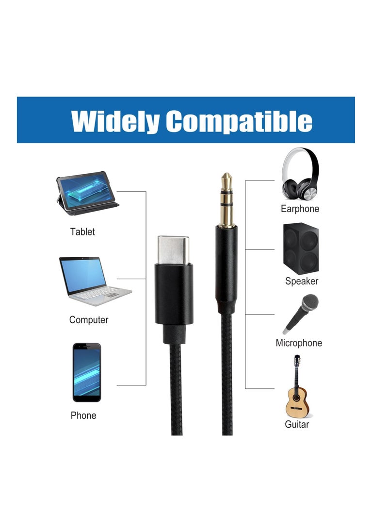 Excefore USB Type C Aux Cable, 3.5mm Aux Audio Jack Cab, USB C to 3.5mm In Car for Headphone Speaker Computer, Universal 3.5mm Stereo Plug Cord, Aux Cable Adapter Commpatable with Samsung Huawei  - Image 3