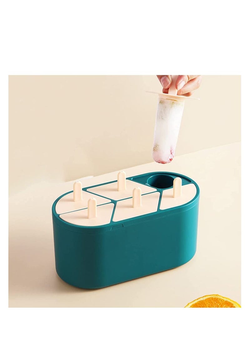 NIBEMINENT - Ice Popsicle Molds, Homemade Pop Maker, 6 Slots Silicone Molds Reusable DIY Cream Oval Sticks Milk Fruit - Image 1