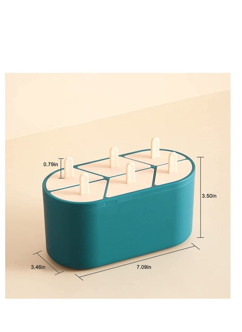 NIBEMINENT - Ice Popsicle Molds, Homemade Pop Maker, 6 Slots Silicone Molds Reusable DIY Cream Oval Sticks Milk Fruit - Image 1