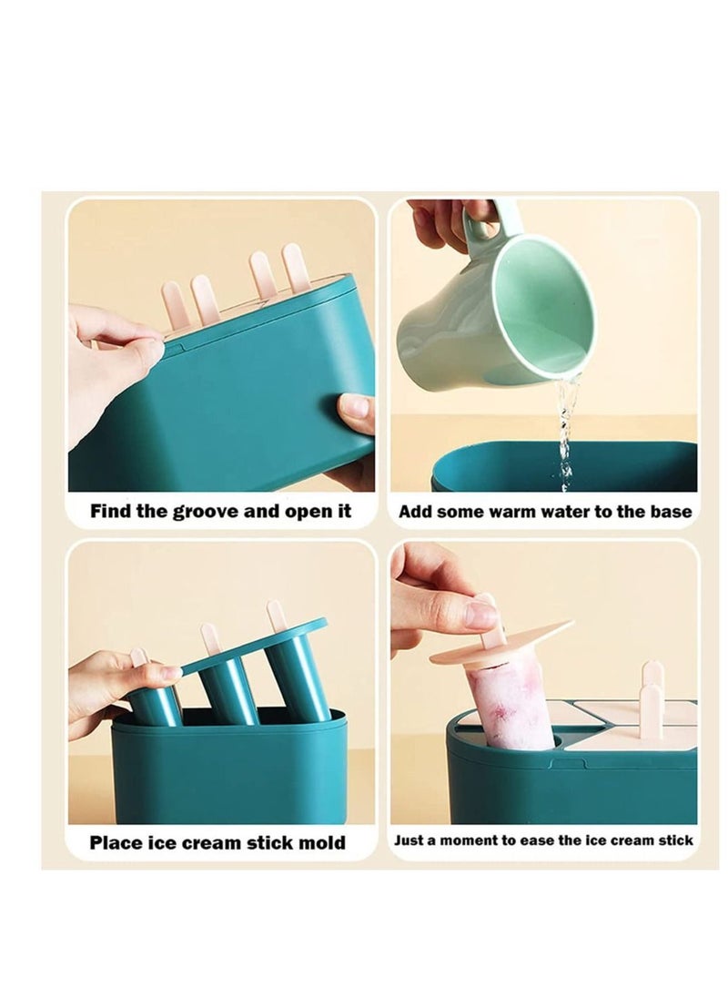 NIBEMINENT - Ice Popsicle Molds, Homemade Pop Maker, 6 Slots Silicone Molds Reusable DIY Cream Oval Sticks Milk Fruit - Image 1