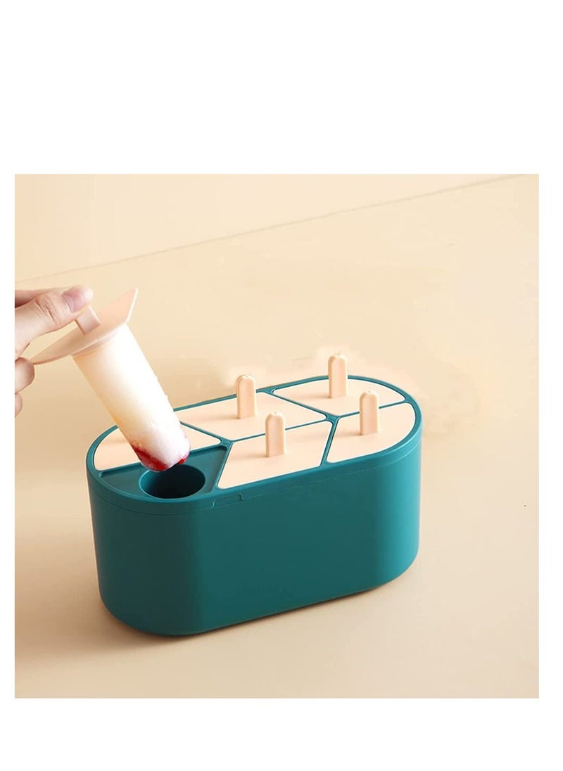 NIBEMINENT - Ice Popsicle Molds, Homemade Pop Maker, 6 Slots Silicone Molds Reusable DIY Cream Oval Sticks Milk Fruit - Image 1