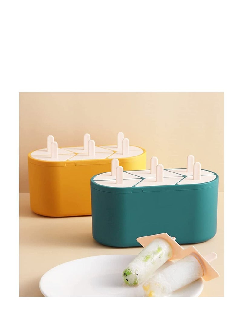 NIBEMINENT - Ice Popsicle Molds, Homemade Pop Maker, 6 Slots Silicone Molds Reusable DIY Cream Oval Sticks Milk Fruit - Image 1