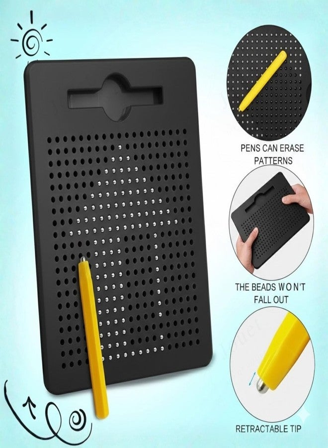 JOUET Magnetic Bead Maze Drawing Board with Stylus, 380 Magnetic Balls, 8.8 x 7 Inch Educational Sensory Toy for Kids 4+ Years - Black - Image 3