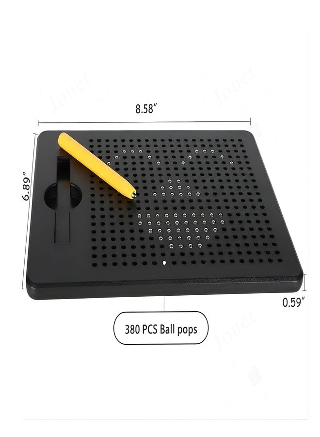 JOUET Magnetic Bead Maze Drawing Board with Stylus, 380 Magnetic Balls, 8.8 x 7 Inch Educational Sensory Toy for Kids 4+ Years - Black - Image 2