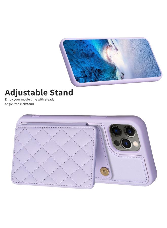 S-TOP Case For iPhone 12 / 12 Pro BF25 Square Plaid Card Bag Holder Phone Case - Image 5