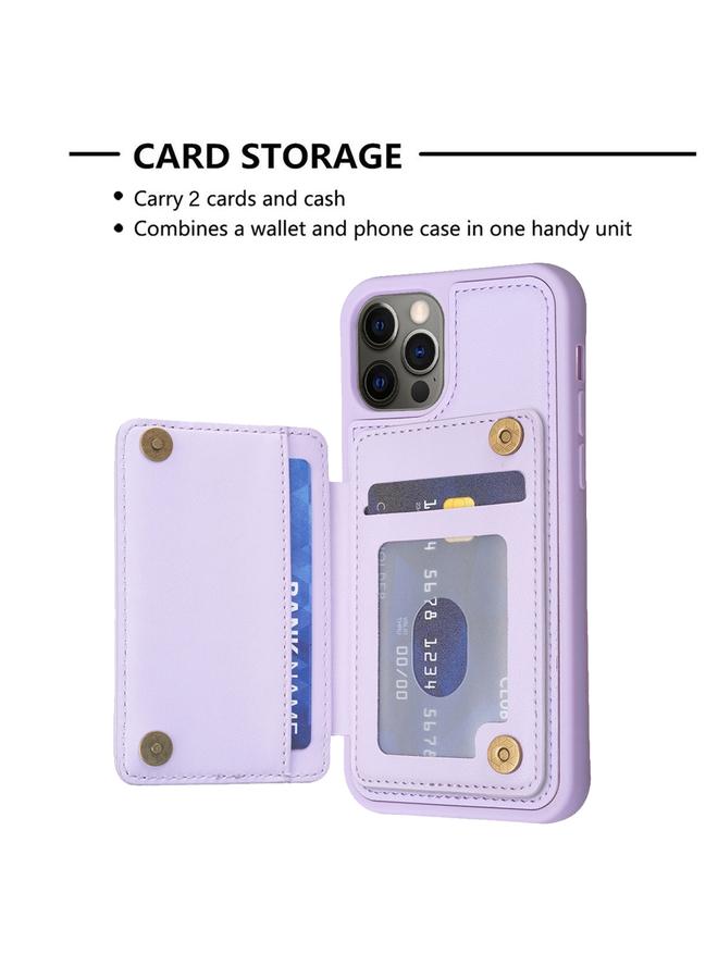 S-TOP Case For iPhone 12 / 12 Pro BF25 Square Plaid Card Bag Holder Phone Case - Image 4