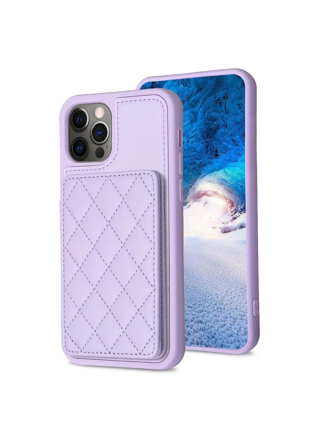 S-TOP Case For iPhone 12 / 12 Pro BF25 Square Plaid Card Bag Holder Phone Case - Image 1