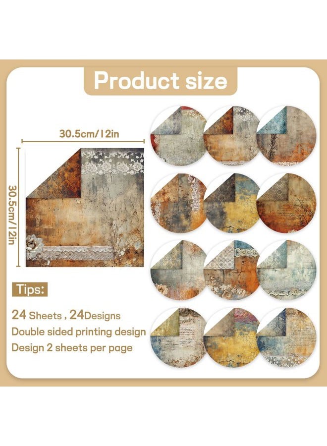 Colabrili Scrapbook Paper 12x12 inch, 24 Sheets DIY Origami Decorative Craft, Double sided printing, Photo Album Decor Wooden-free Paper for Gift Wrapping Card Making Collage Album Decorative (Brown) - Image 2