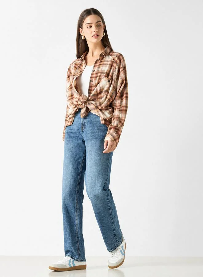 لي كوبر قميص مربعات بأكمام طويلة وجيب من لي كوبر