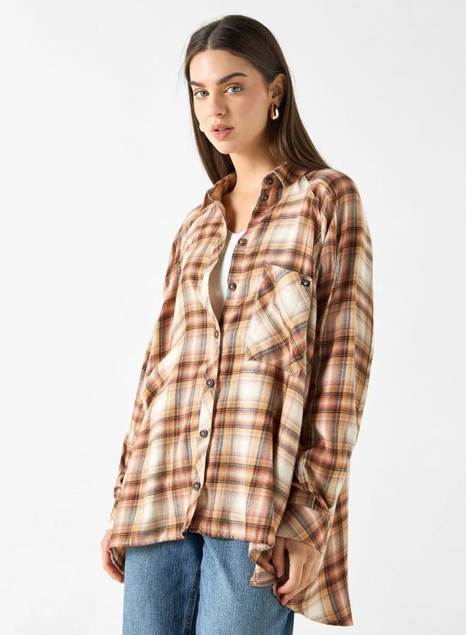 لي كوبر قميص مربعات بأكمام طويلة وجيب من لي كوبر