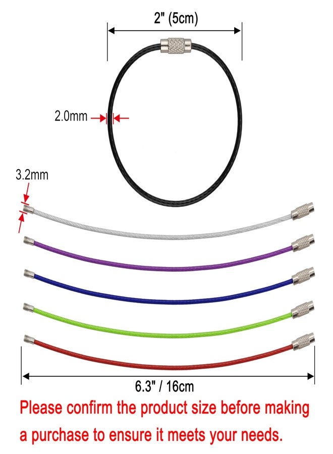 Wisdompro Wire Keychain Cable, 20 Pack of 6.3 Inch Stainless Steel Wire Keyrings 2mm Cable Keyring Loop/Hoop for Luggage Tags, Keys and ID Tag Keepers - Multicolor - Image 2