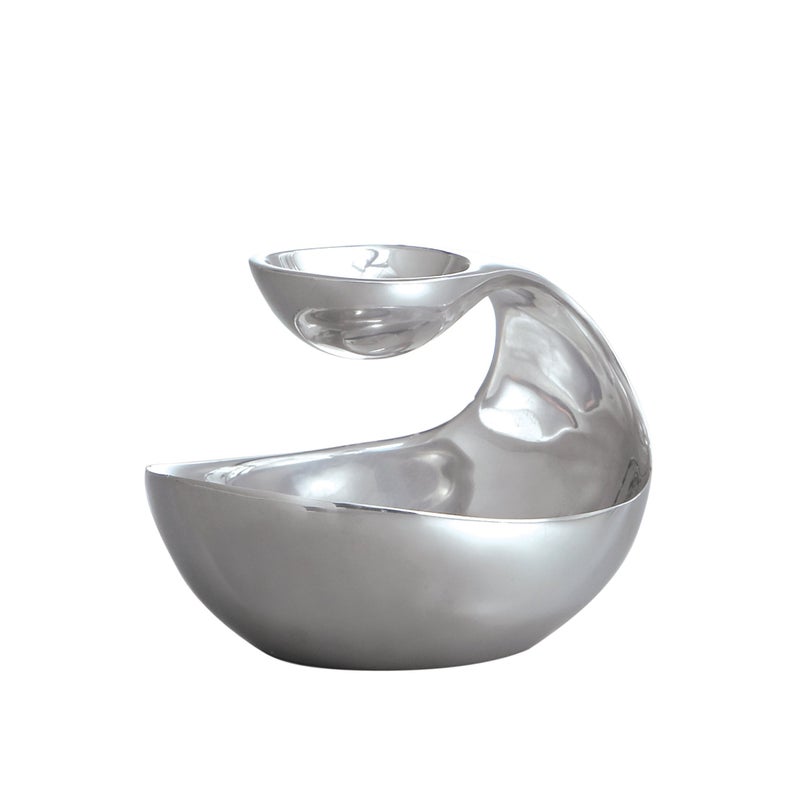Nambe NambÃ© Scoop Server Mini â€“ (7â€ x 5.5â€) Modern Two-Level Alloy Serving Bowl â€“ Perfect for Snacks, Nuts, Olives & Dips, Functional Tableware for Dining & Entertaining, Decorative Accent Piece - Image 1