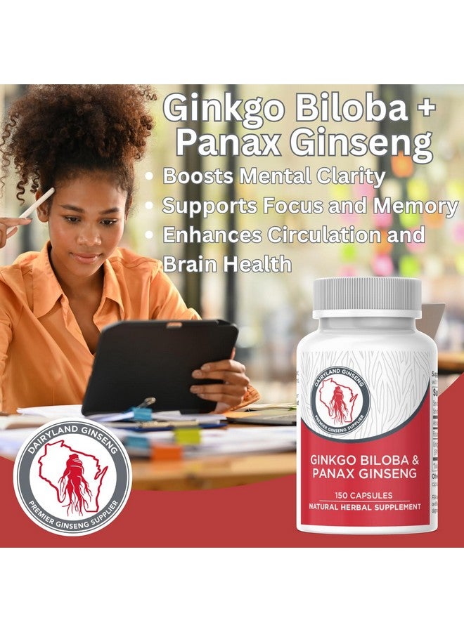 Dairyland Management LLC Dairyland Management Panax Ginseng + Gingko Biloba Capsules 150ct 1000 mg of Panax Ginseng, 60 mg of Gingko Biloba per Serving - Image 4
