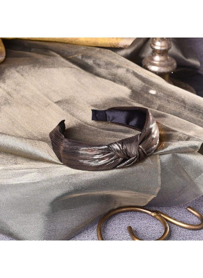 Vogue Hair Accessories Solid Shimmer Fabric Knot Plastic Hairband Headband For Girls And Women (Shimmer Brown)  - Image 4