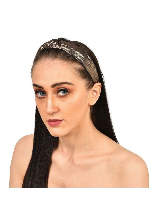 Vogue Hair Accessories Solid Shimmer Fabric Knot Plastic Hairband Headband For Girls And Women (Shimmer Brown)  - Image 3