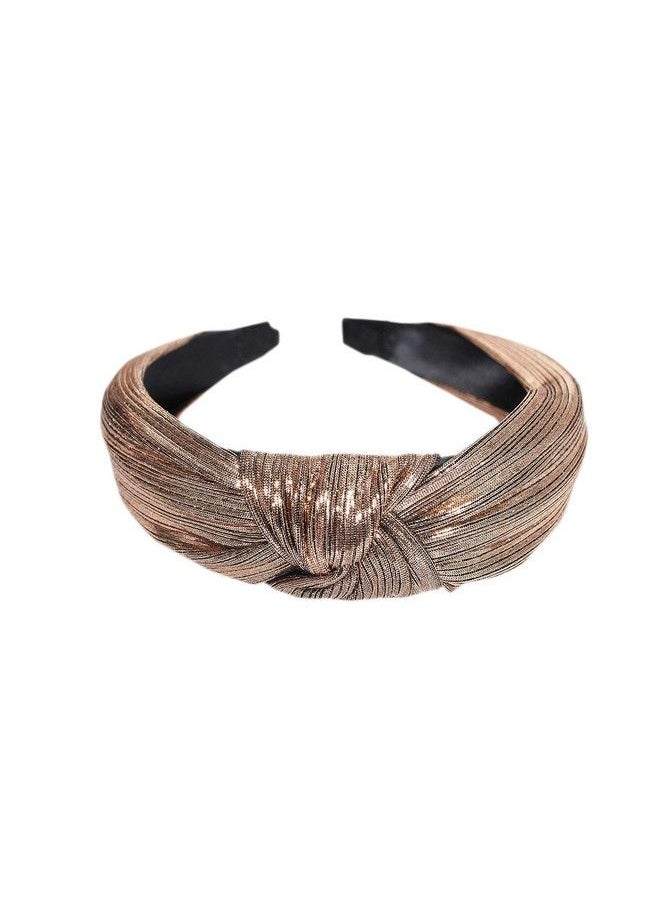 Vogue Hair Accessories Solid Shimmer Fabric Knot Plastic Hairband Headband For Girls And Women (Shimmer Brown)  - Image 1
