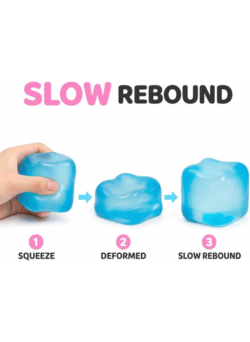 Blue Cube Squish Stress Toy, Super Solid Slow Rising Squeeze Fidget for Stress Relief, Anxiety Relief and Hand Exercise - Image 3