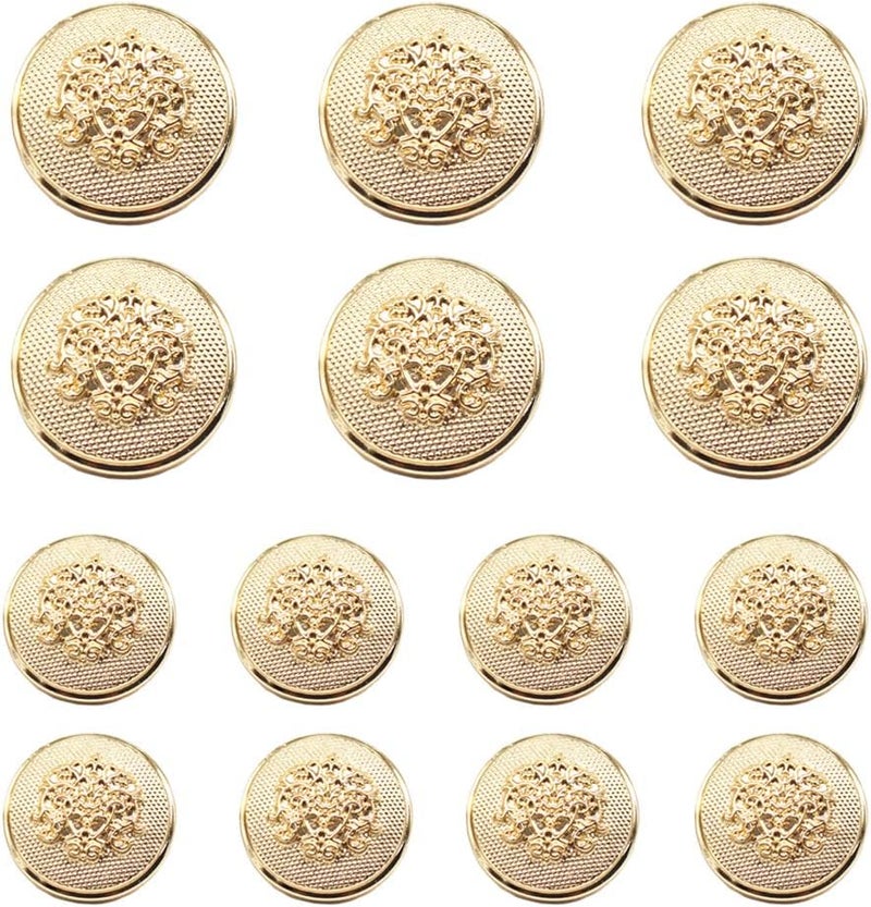 YaHoGa 14pcs Gold Blazer Buttons for Mens Suits Blazers Sport Coats 20mm 15mm Metal Shank Suit Buttons Set for Sewing Coats Suits Blazers MB20080 - Image 1