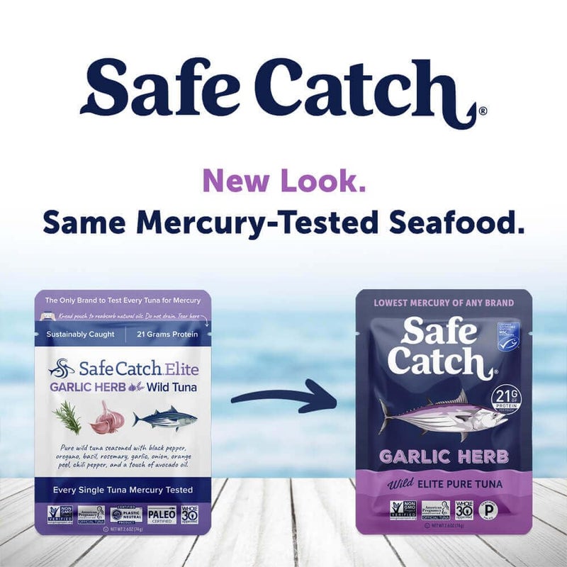 Safe Catch Elite Lowest Mercury Wild-Caught Tuna Fish Pouch, Garlic Herb Flavor, Gluten-Free, Paleo, Non-GMO, High Protein, Keto Food, 2.6oz, Pack of 12 - Image 4