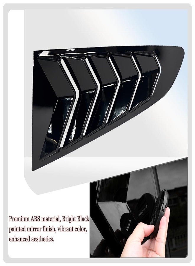 MUXEE Window Louver 2Pcs Side Vent Window Louvers for Ford Mustang 2015-2023, ABS Print Sport Window Decorative Covers, Exterior Trim Accessories - Bright Black（Not for GT350 GT500） - Image 5