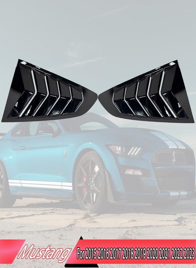 MUXEE Window Louver 2Pcs Side Vent Window Louvers for Ford Mustang 2015-2023, ABS Print Sport Window Decorative Covers, Exterior Trim Accessories - Bright Black（Not for GT350 GT500） - Image 2