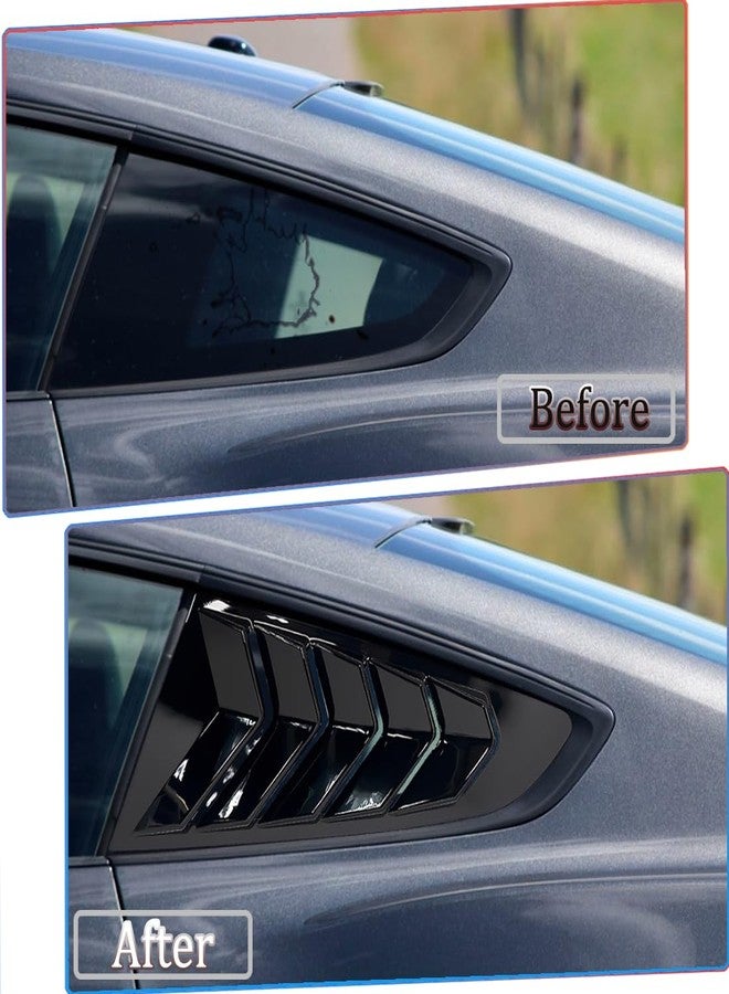 MUXEE Window Louver 2Pcs Side Vent Window Louvers for Ford Mustang 2015-2023, ABS Print Sport Window Decorative Covers, Exterior Trim Accessories - Bright Black（Not for GT350 GT500） - Image 3