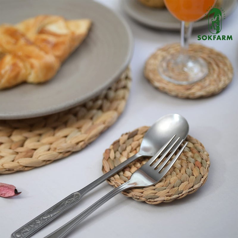SOKFARM 10 PCS Water Hyacinth Stakerths for Coffee Table Coasters Poho for Hourss Funny Drink Coaster مصنوع من 100 ٪ من الأعشاب البحرية الطبيعية في كأس Coasters Coasters Coasters Coasters Coaster 3.9 In - Image 5