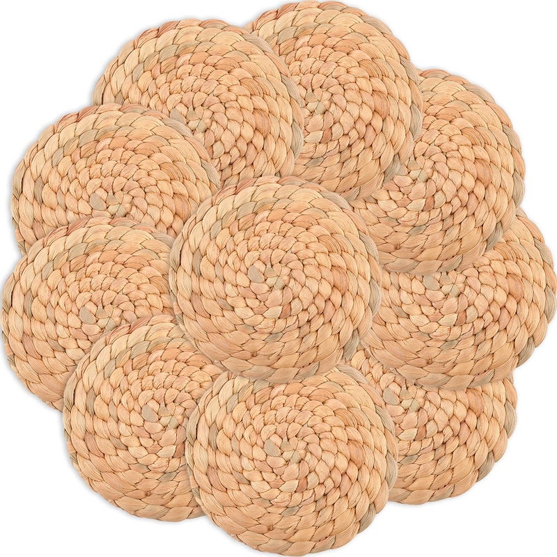 SOKFARM 10 PCS Water Hyacinth Stakerths for Coffee Table Coasters Poho for Hourss Funny Drink Coaster مصنوع من 100 ٪ من الأعشاب البحرية الطبيعية في كأس Coasters Coasters Coasters Coasters Coaster 3.9 In - Image 1
