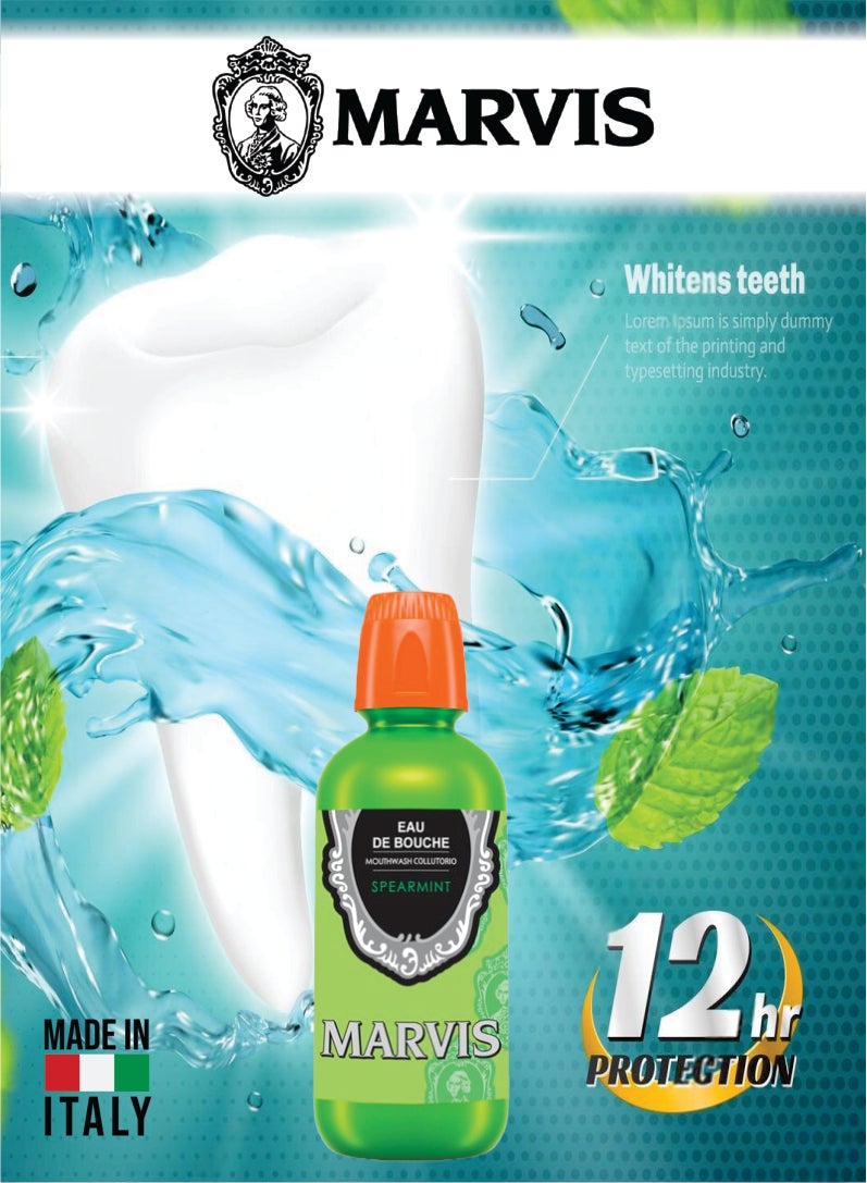 Marvis Spearmint Mouthwash – Soothing Spearmint Mouth Rinse, Daily Freshness Formula 400ML - Image 2