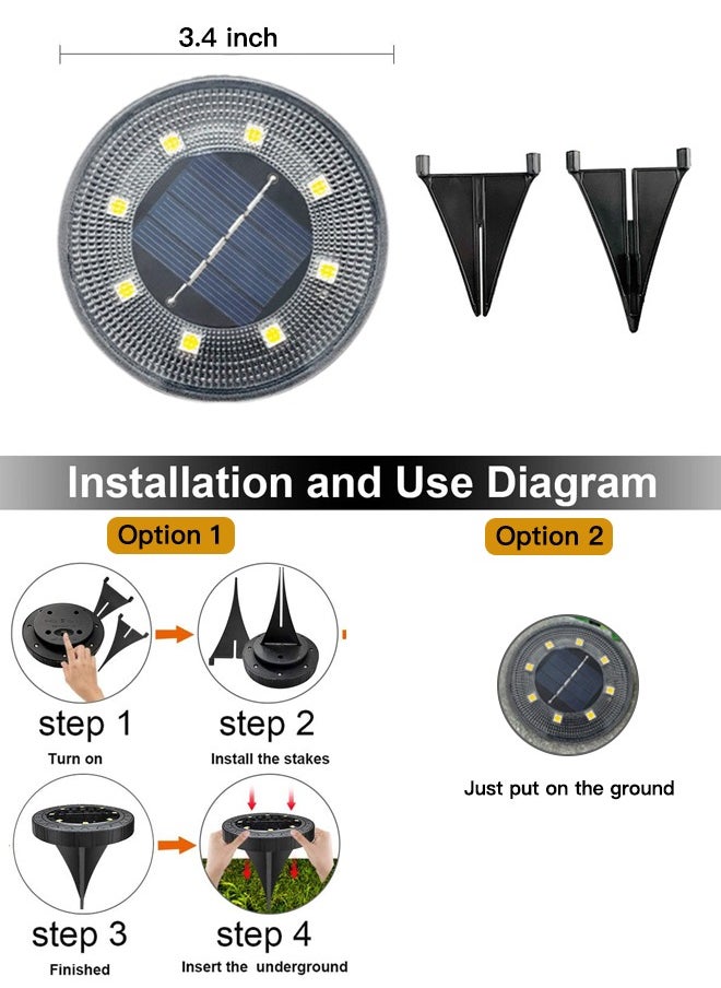 Generic Solar Ground Lights, IP68 Waterproof Solar Powered Disk Lights Outdoor Landscape Lights for Patio,Yard, Pathway, Walkway, Driveway,Lawn, Deck (Warm White,4 Packs)  - Image 3