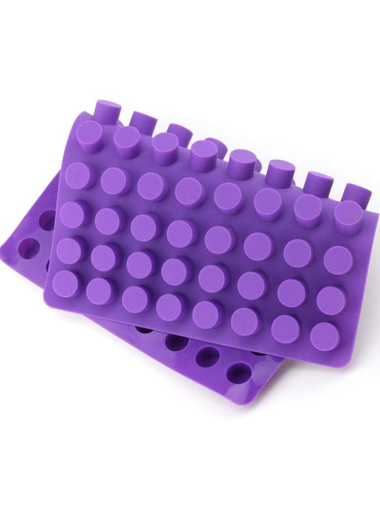 صينية مكعبات الثلج مع غطاء وسلة 2 عبوة من صواني مكعبات الثلج للفريزر 88 قطعة قالب مكعبات الثلج أرجواني - Image 3